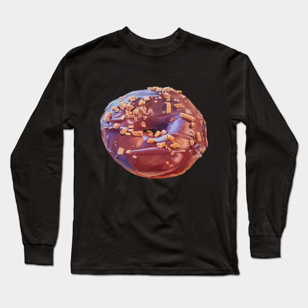 Chocolate donut with toffee bits (no background) Long Sleeve T-Shirt by EmilyBickell